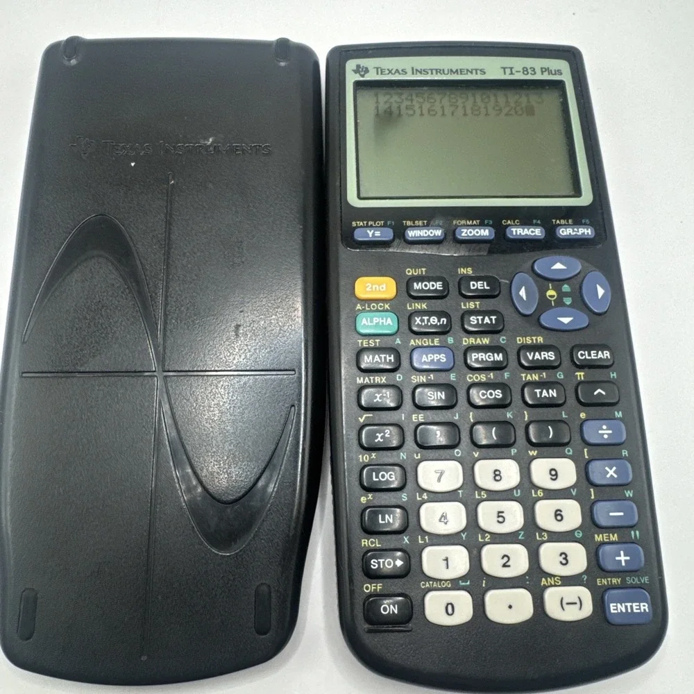 Texas Instruments TI-83 Plus Graphing Calculator‎ w/Cover Black Tested Works